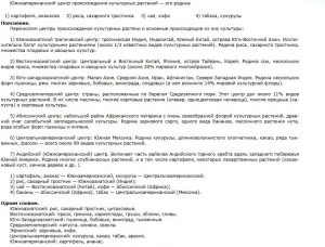 Центры происхождения культурных растений для ОГЭ по биологии